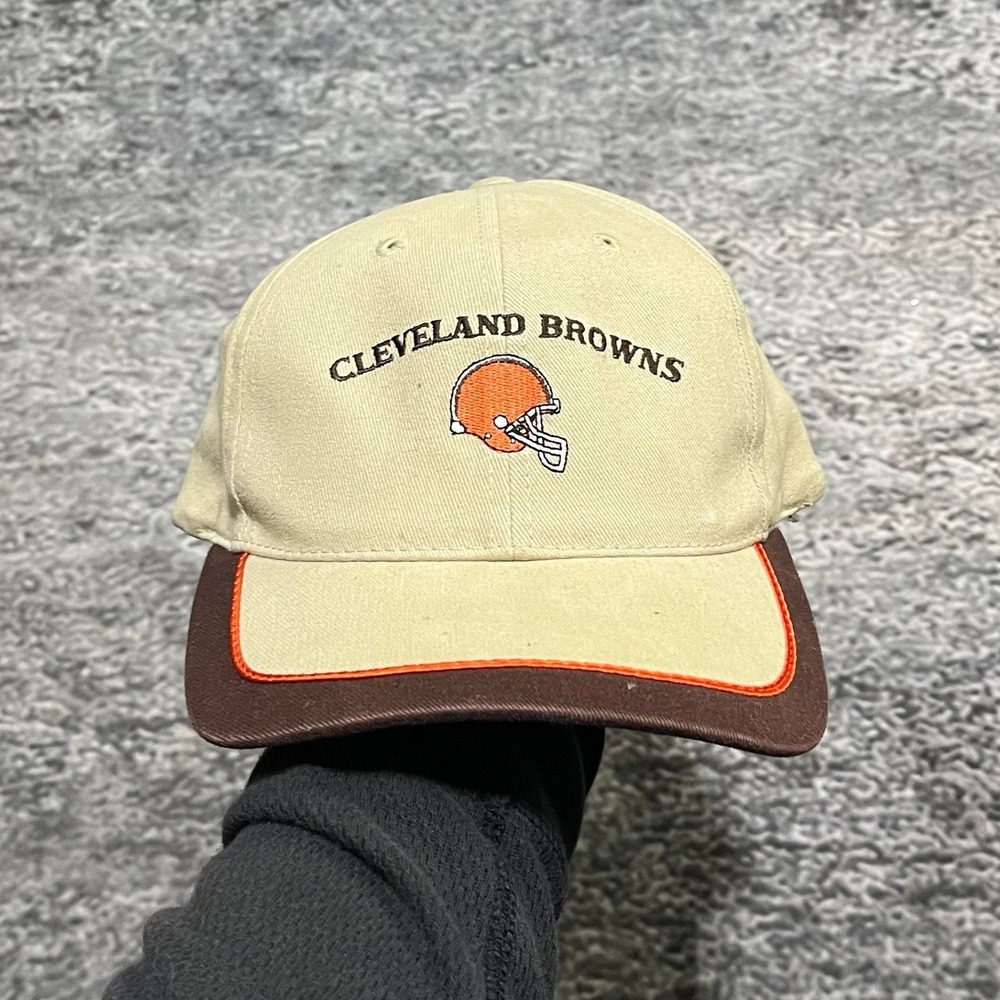 Vintage Cleveland Browns Hat Adjustable NFL Annco 90s Tan Adjustable‎ Cap